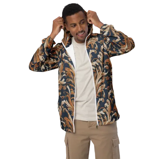 Gilded Flourish on a Men's Windbreaker