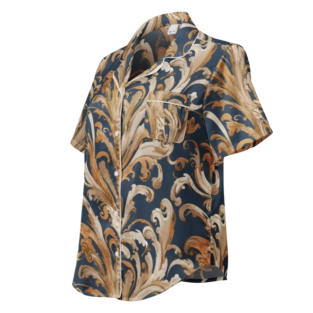 Gilded Flourish on Women's Short Sleeve Pajama Top — Left Front