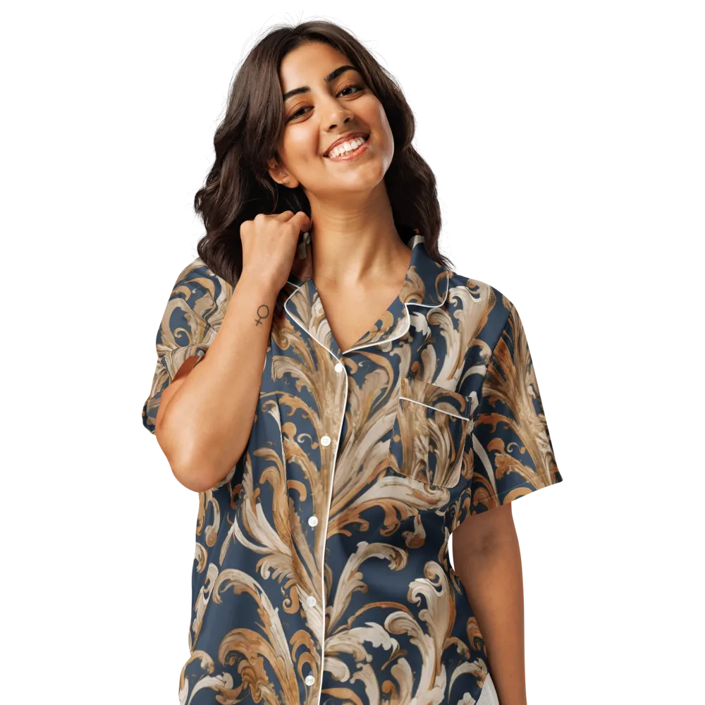 Gilded Flourish on Women's Short Sleeve Pajama Top — Front