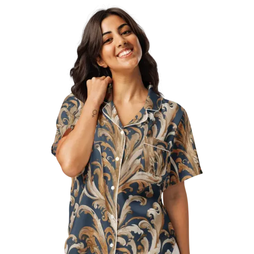 Gilded Flourish on a Women's Short Sleeve Pajama Top