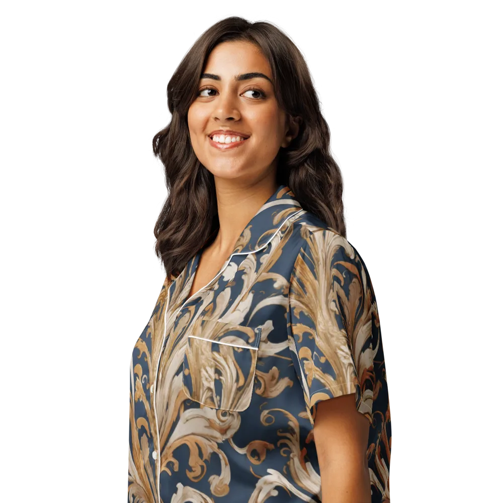 Gilded Flourish on Women's Short Sleeve Pajama Top — Left Front