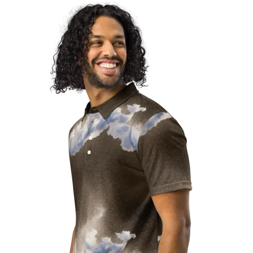 Cloudbreak Terrain on a Men's Slim Fit Polo Shirt