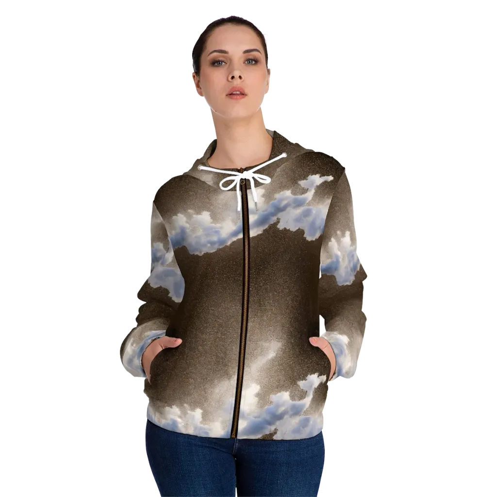 Cloudbreak Terrain on Women's Full-Zip Hoodie — Front On Person