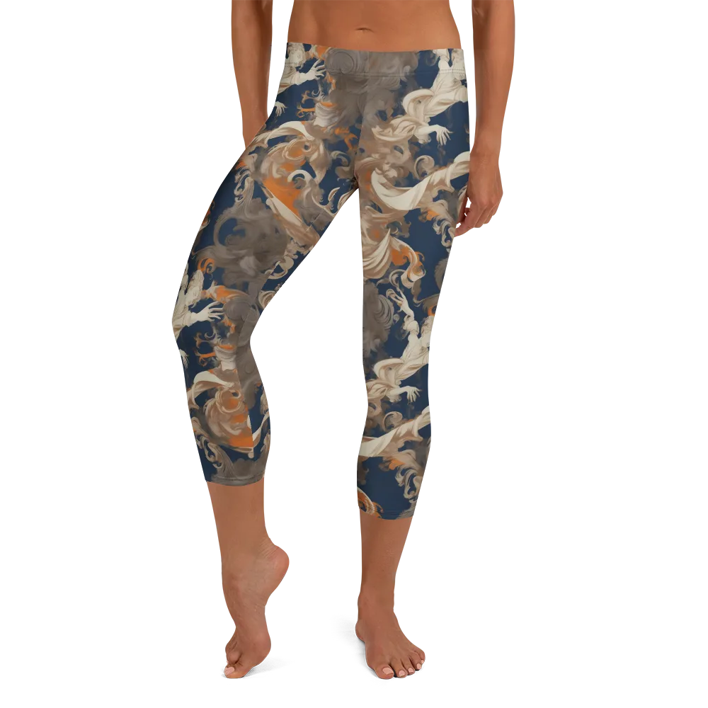 Midnight Rococo on Capri Leggings — Front