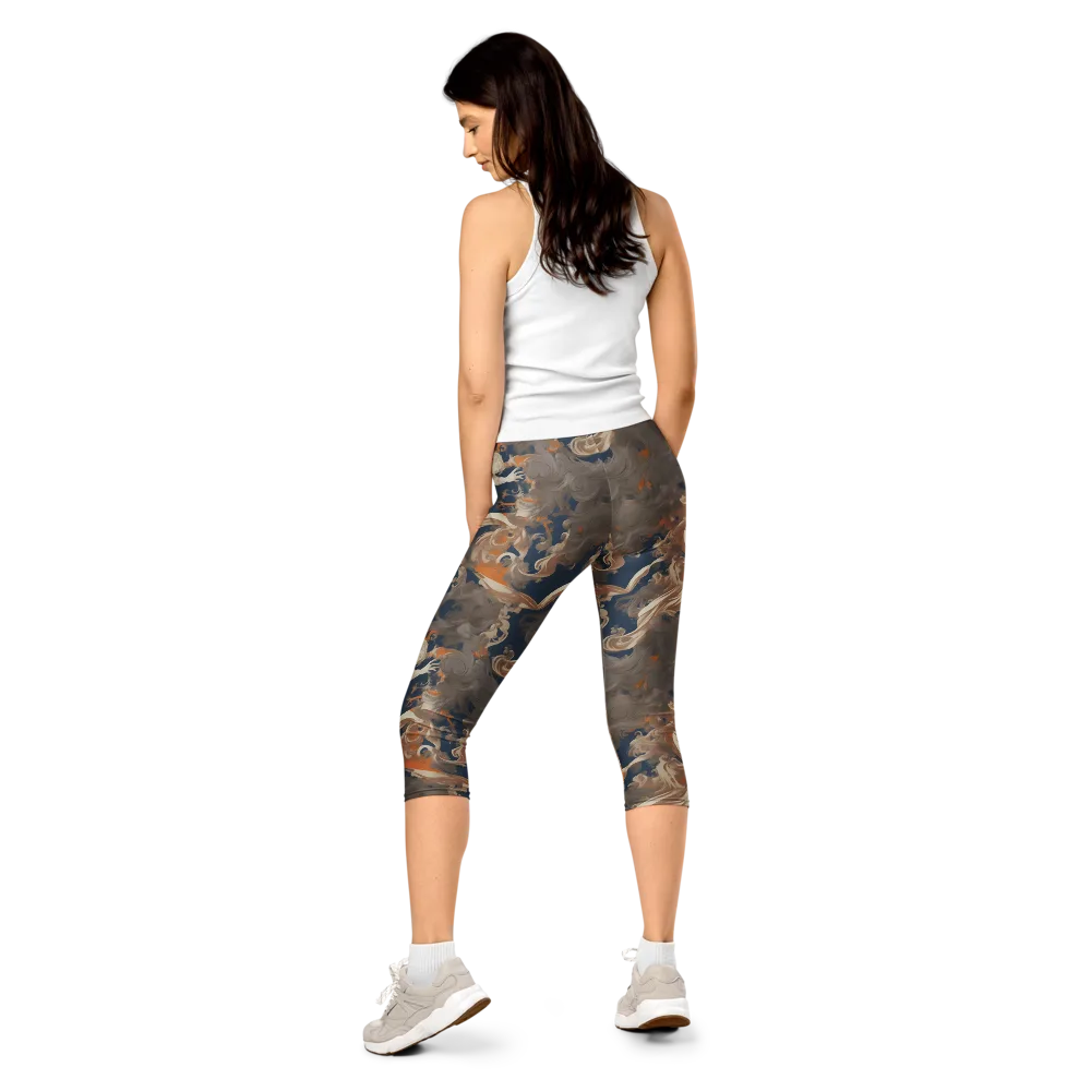 Midnight Rococo on Capri Leggings — Back