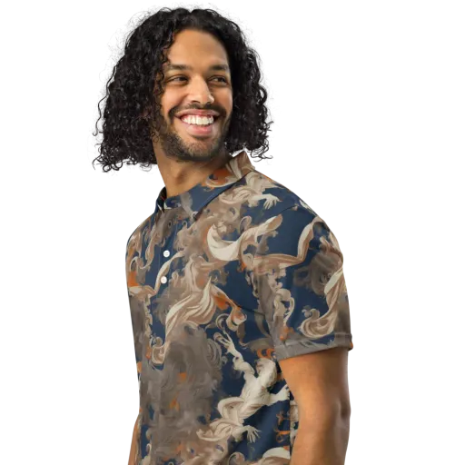 Midnight Rococo on a Men's Slim Fit Polo Shirt