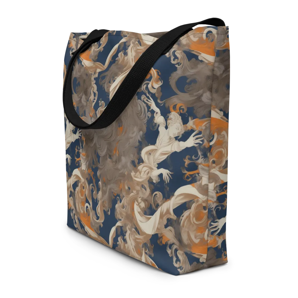 Midnight Rococo on Large Tote Bag W/ Pocket — Front