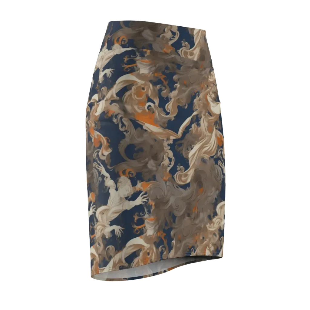 Midnight Rococo on Pencil Skirt — Front Side