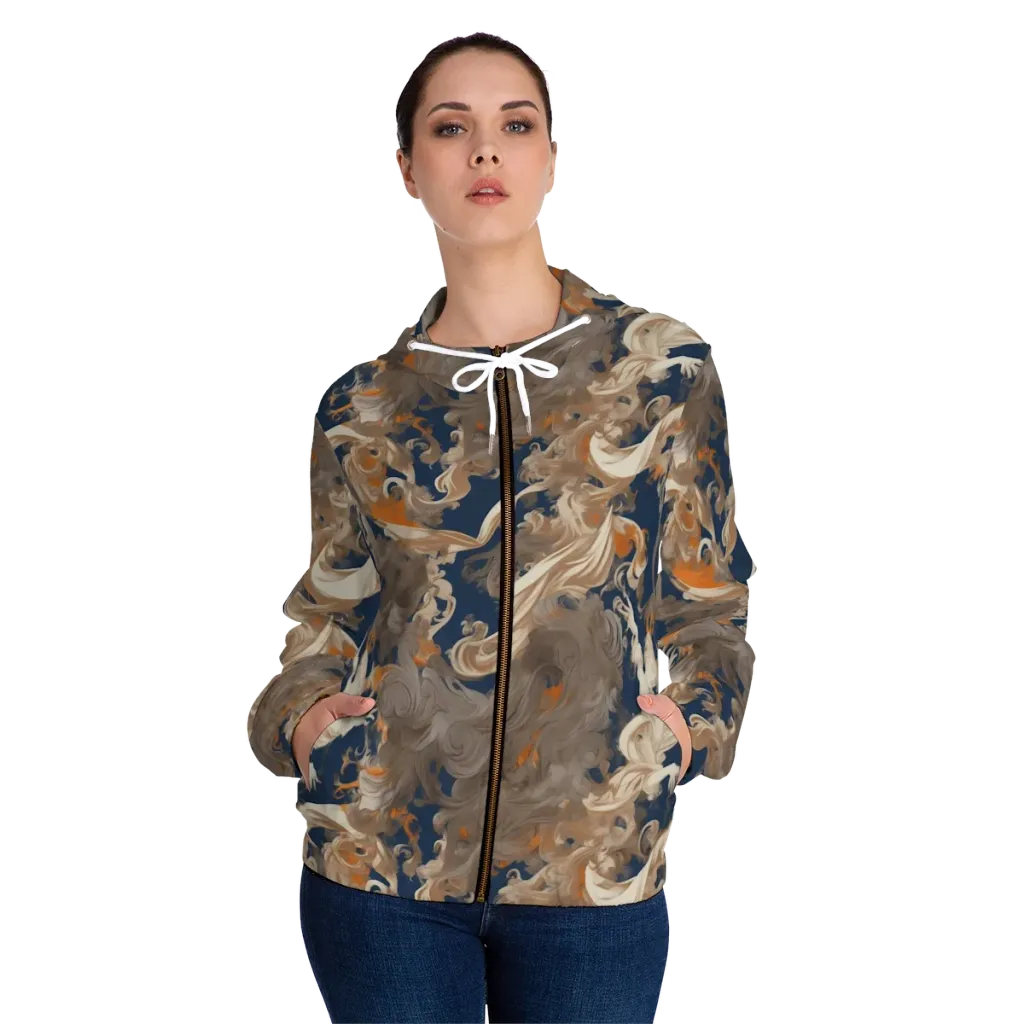 Midnight Rococo on Women's Full-Zip Hoodie — Front On Person