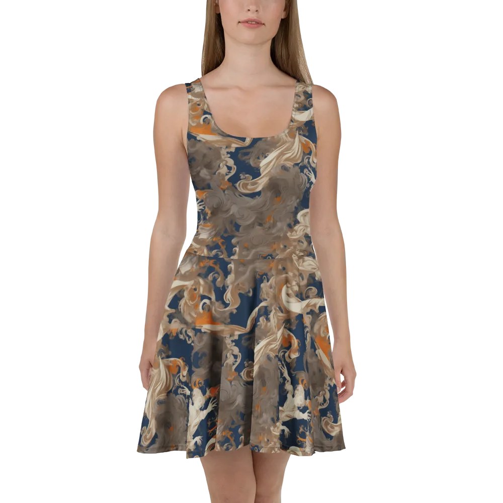 Midnight Rococo on Skater Dress — Front