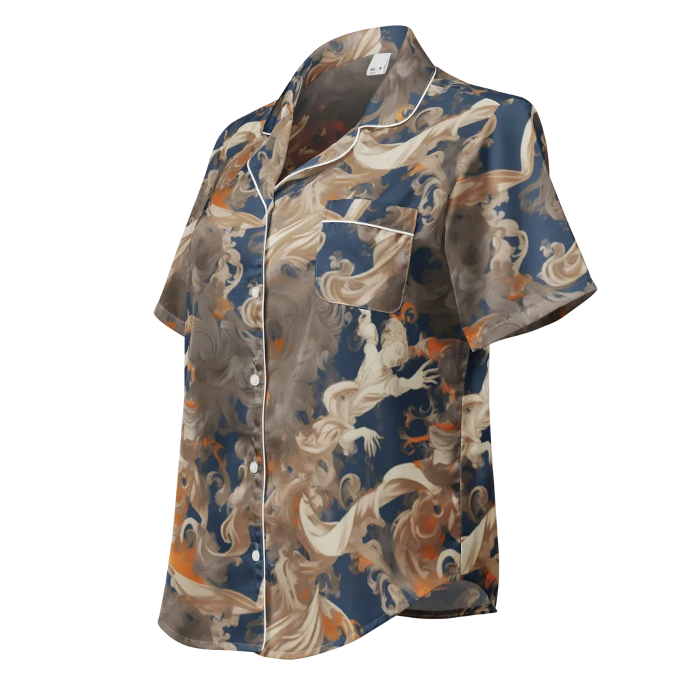Midnight Rococo on Women's Short Sleeve Pajama Top — Left Front