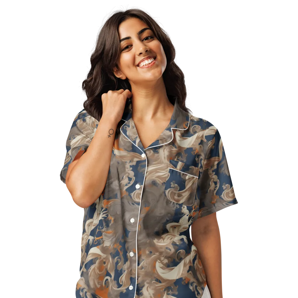 Midnight Rococo on Women's Short Sleeve Pajama Top — Front