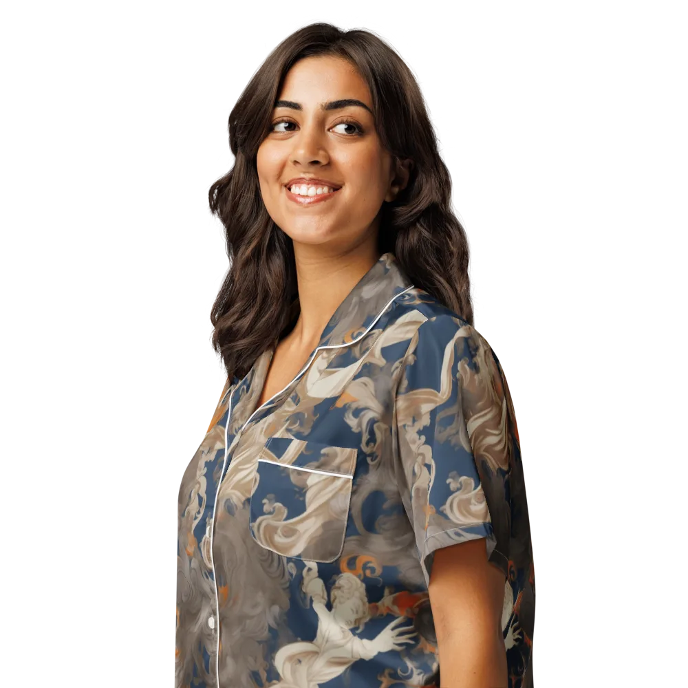 Midnight Rococo on Women's Short Sleeve Pajama Top — Left Front