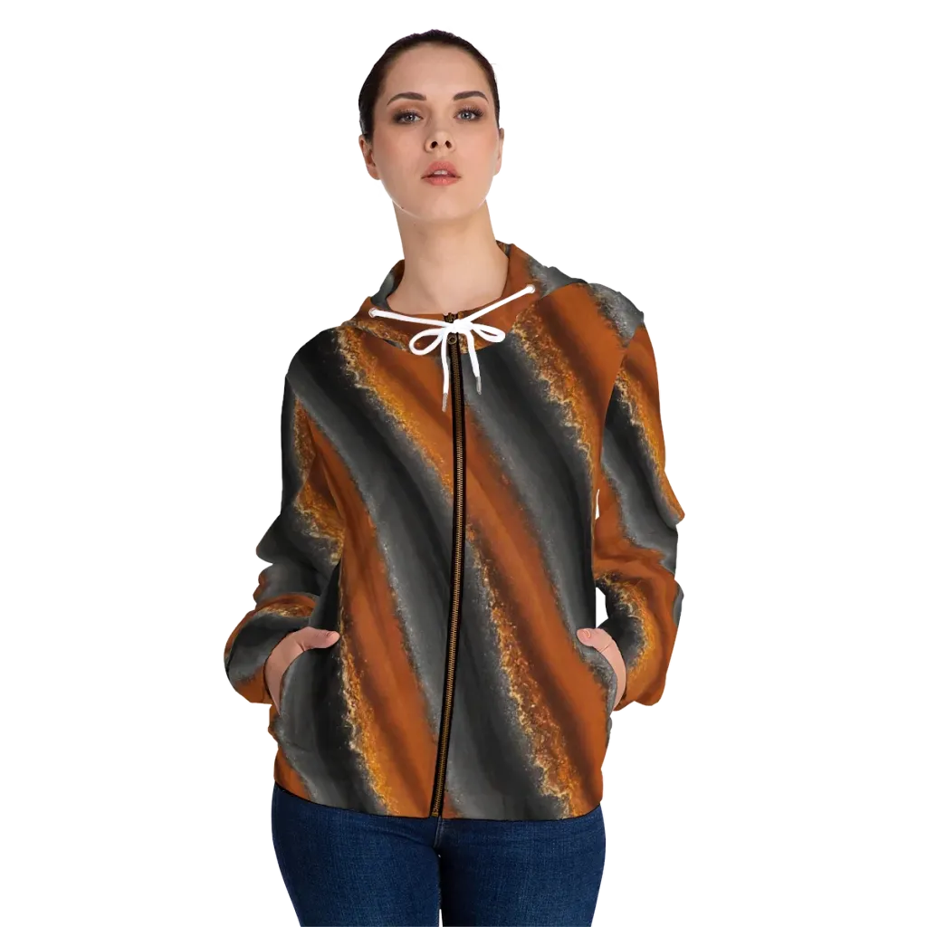 Ember Vein on Women's Full-Zip Hoodie — Front On Person