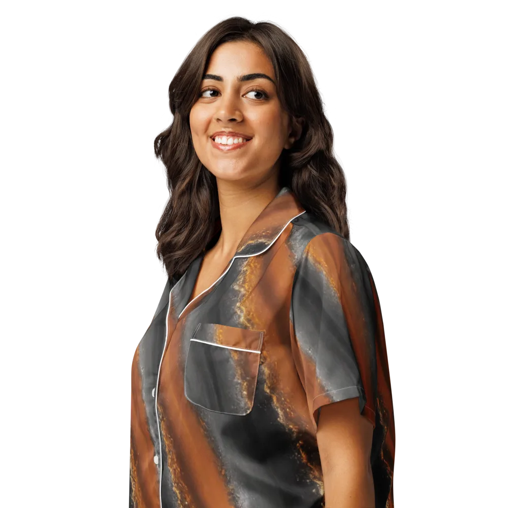 Ember Vein on Women's Short Sleeve Pajama Top — Left Front