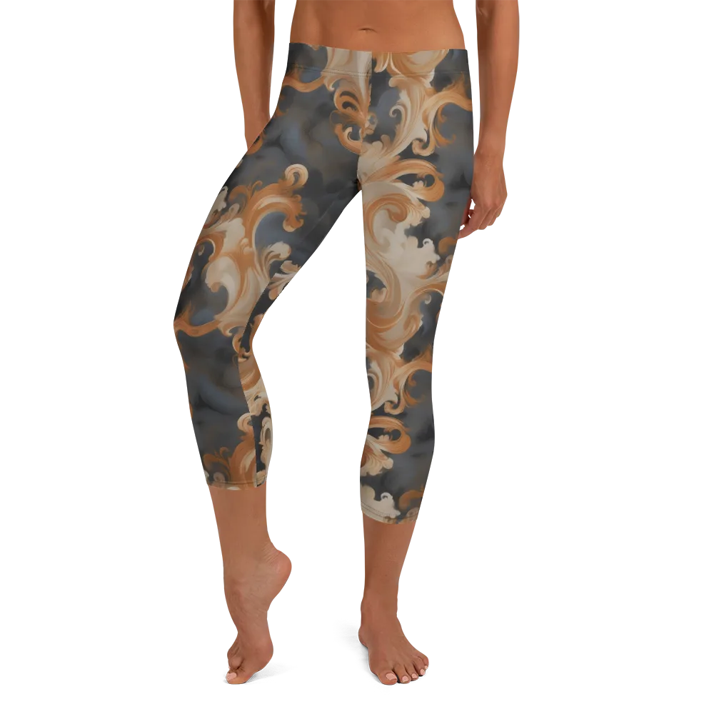 Baroque Smoke on Capri Leggings — Front