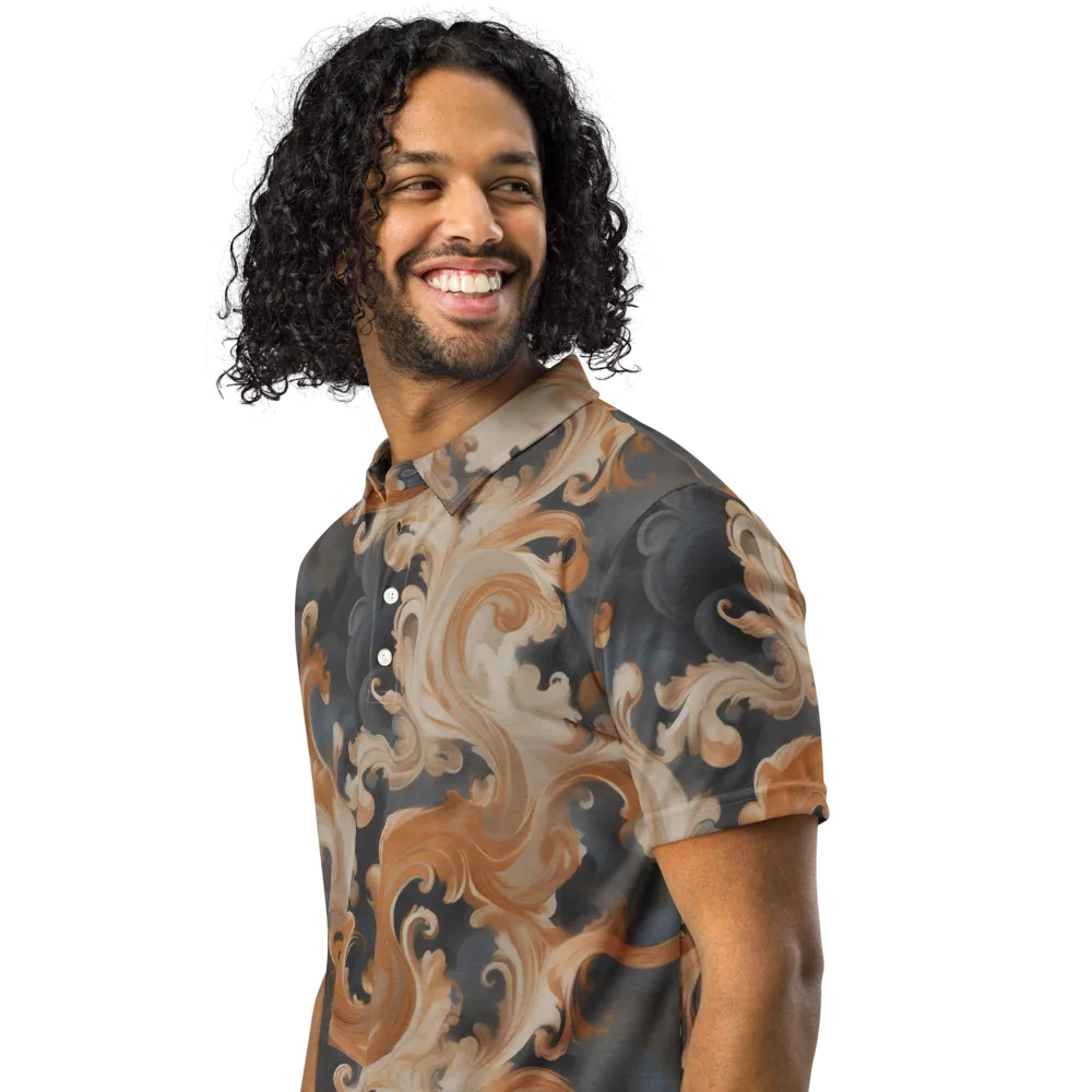 Baroque Smoke on Men's Slim Fit Polo Shirt — Left Front