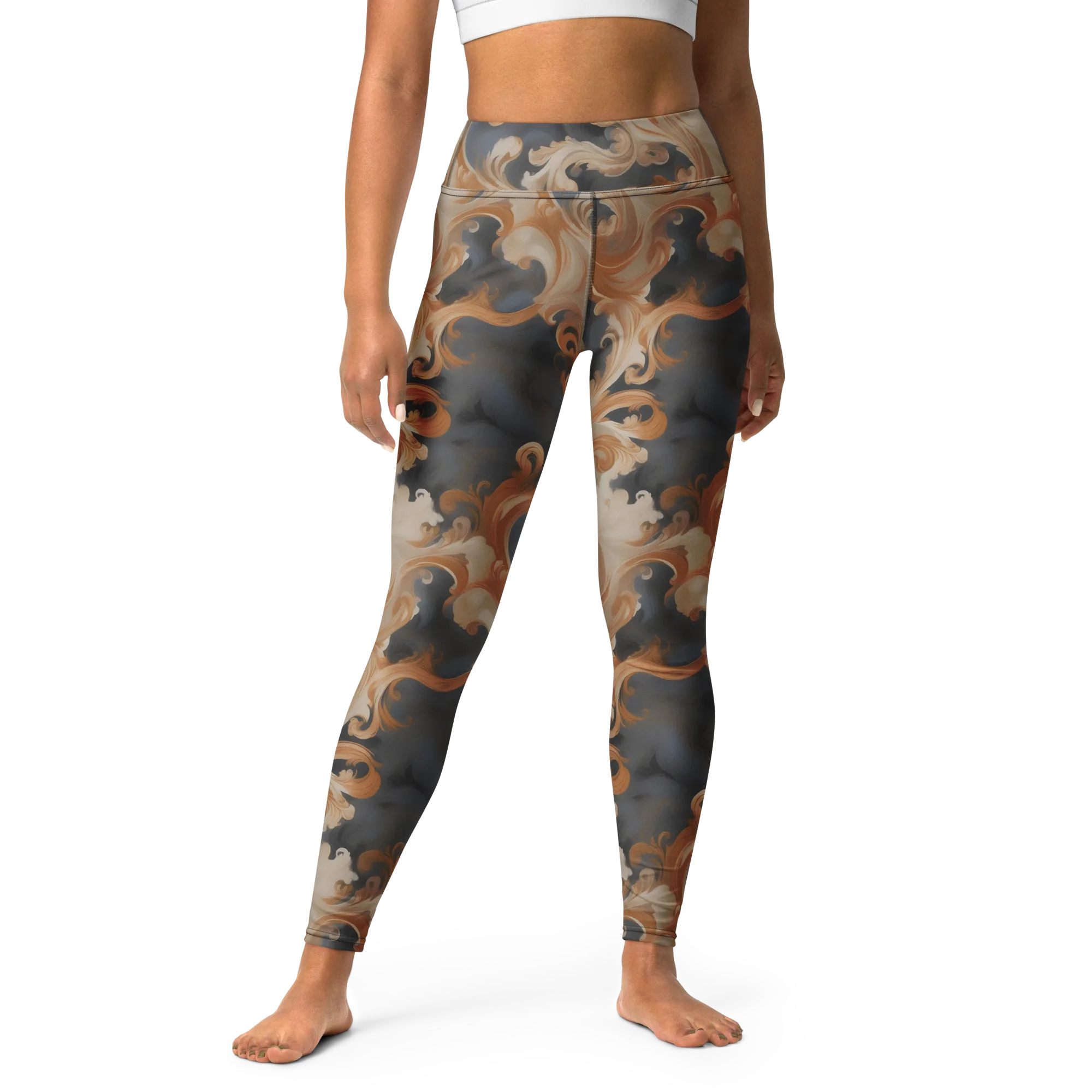 Baroque Smoke on Yoga Leggings — Front
