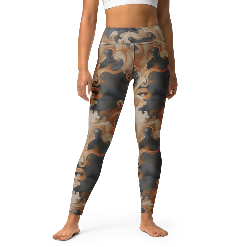 Baroque Smoke on Yoga Leggings — Front