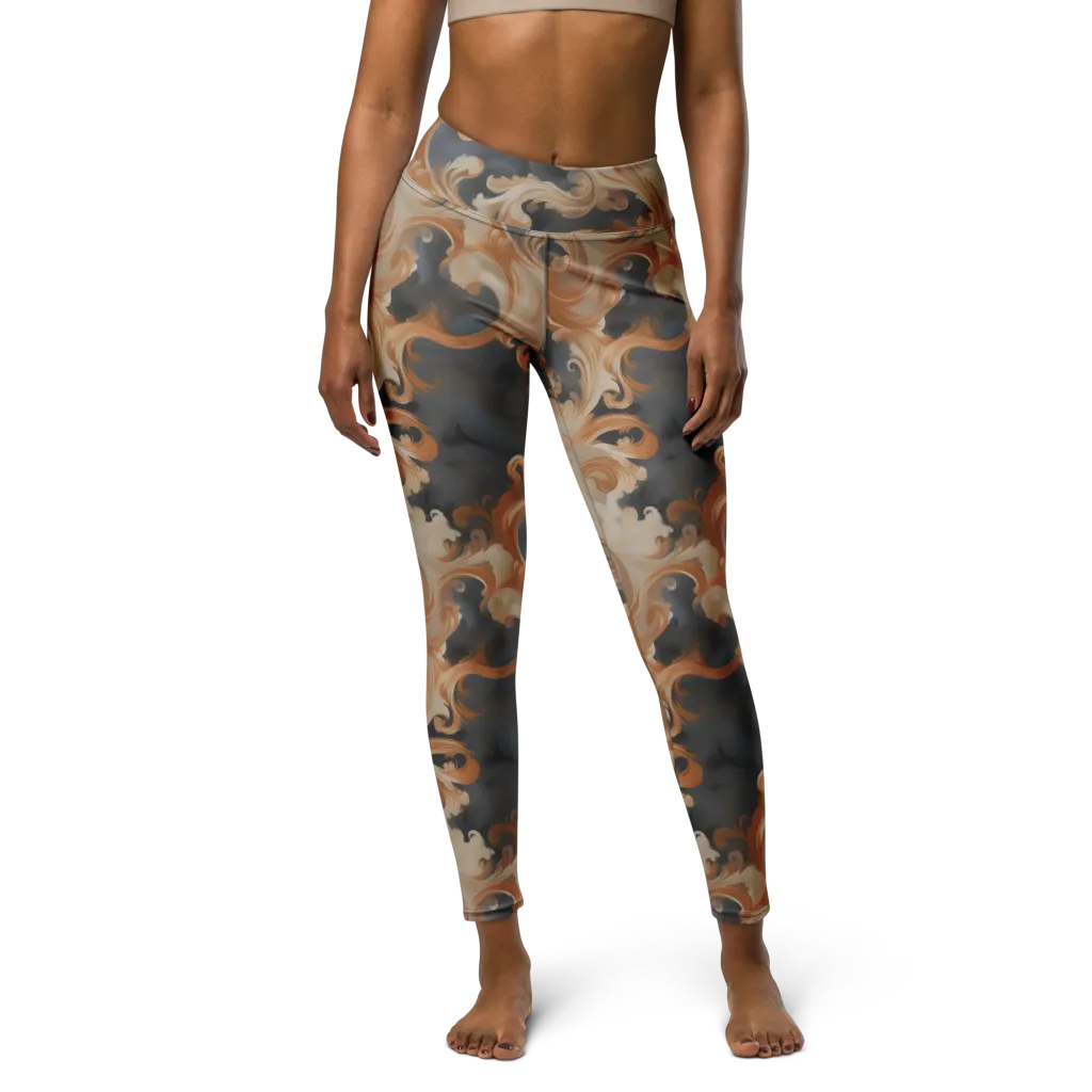 Baroque Smoke on Yoga Leggings — Front