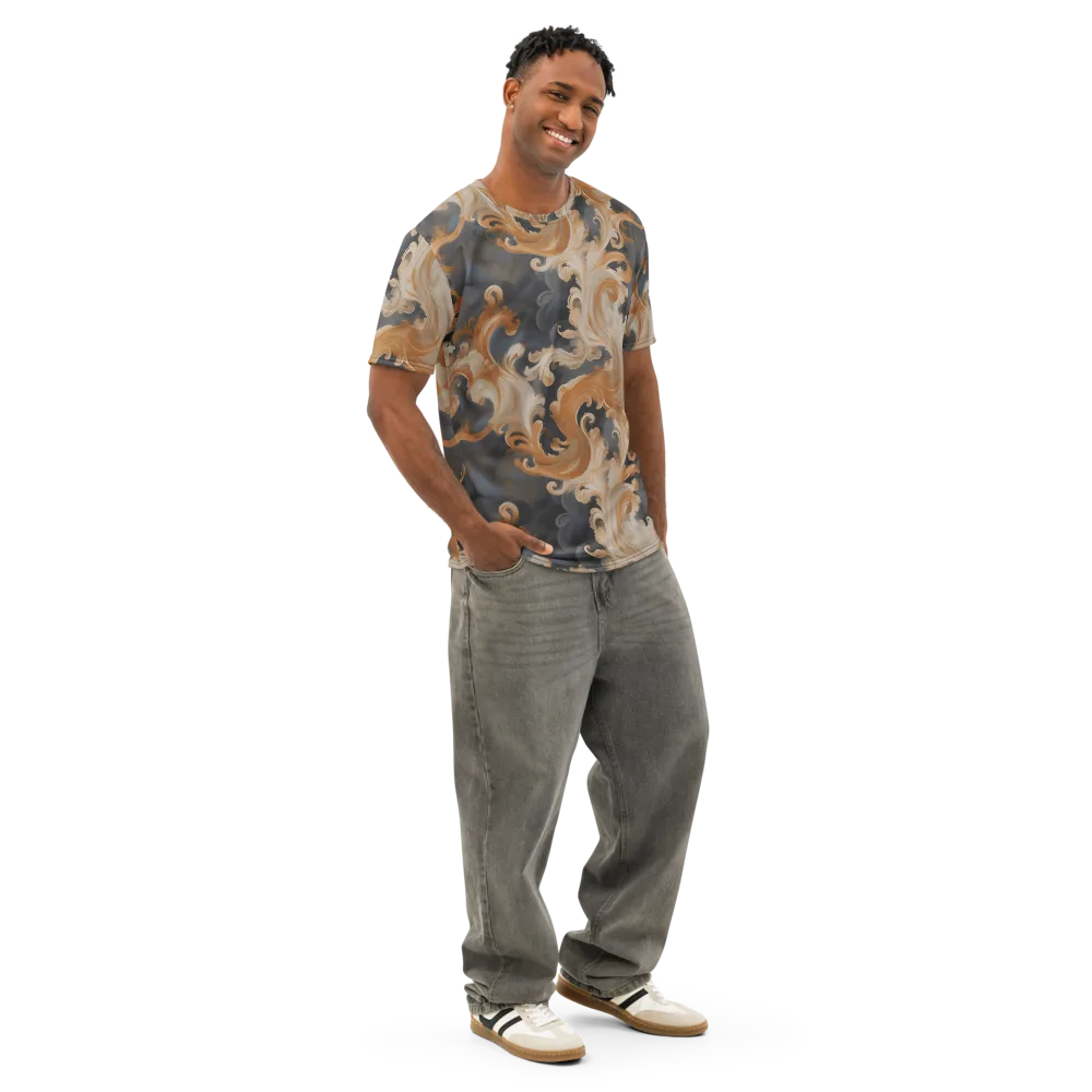 Baroque Smoke on Men's Cotton Crew Neck T-Shirt — Right Front