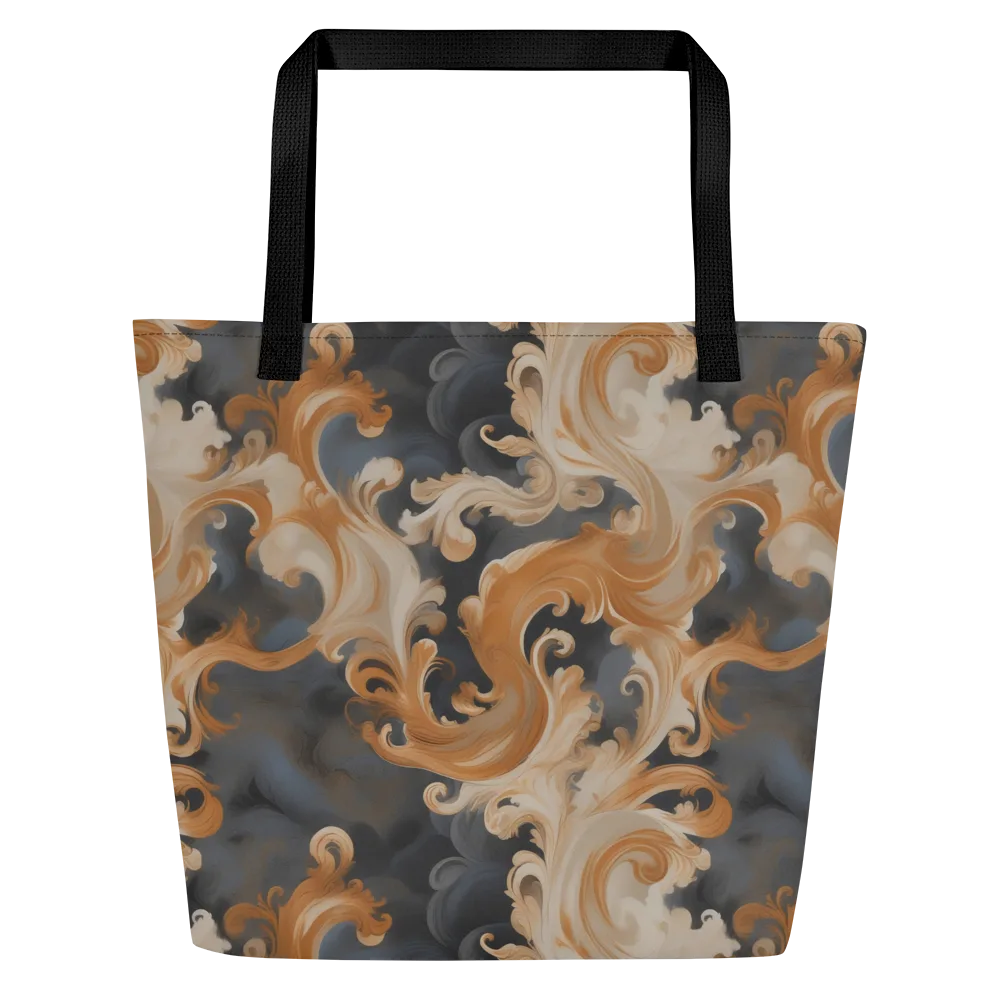 Baroque Smoke on Large Tote Bag W/ Pocket — Front