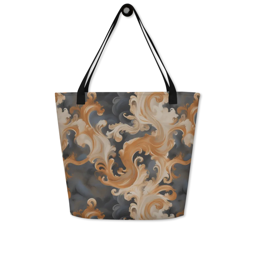 Baroque Smoke on Large Tote Bag W/ Pocket — Front