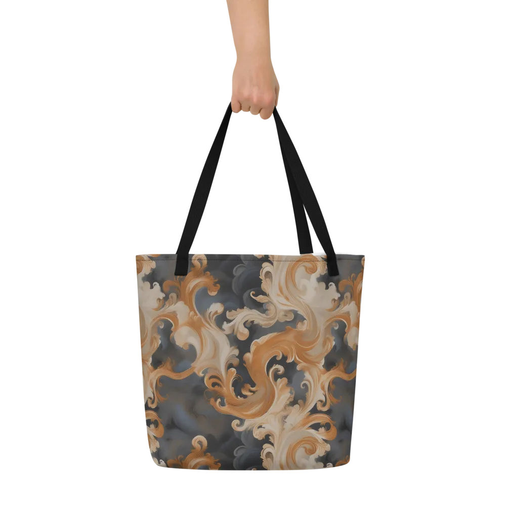 Baroque Smoke on Large Tote Bag W/ Pocket — Front