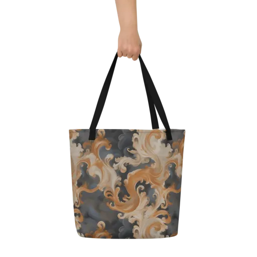 Baroque Smoke on a Large Tote Bag W/ Pocket