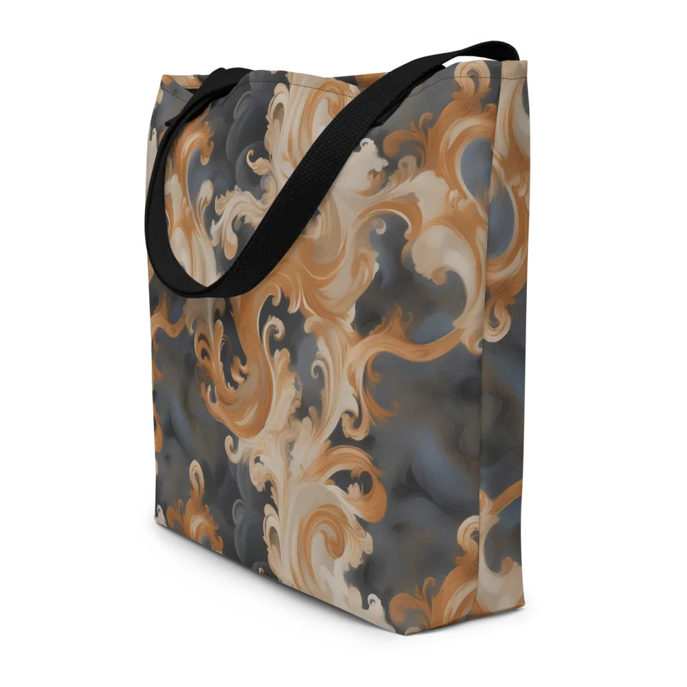 Baroque Smoke on Large Tote Bag W/ Pocket — Front