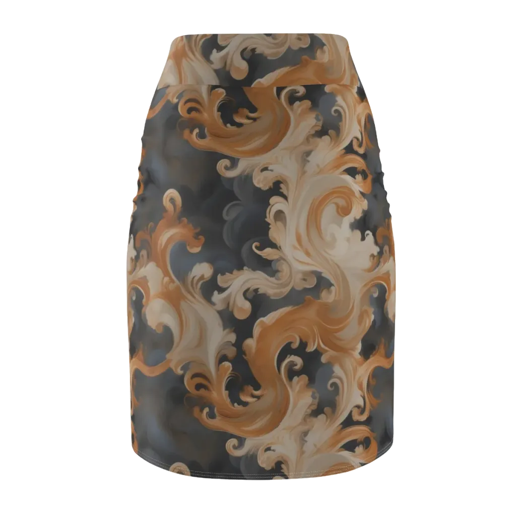 Baroque Smoke on Pencil Skirt — Back