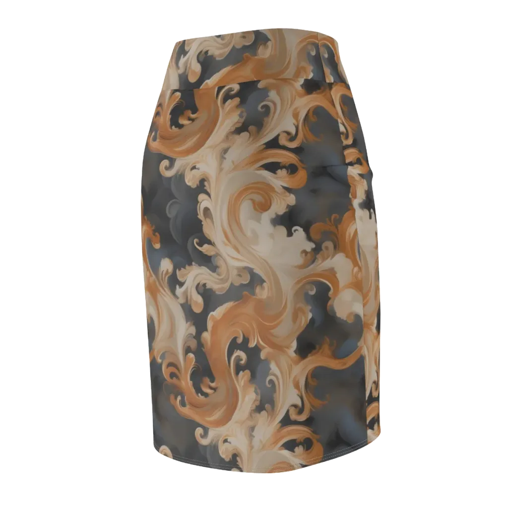 Baroque Smoke on Pencil Skirt — Back Side