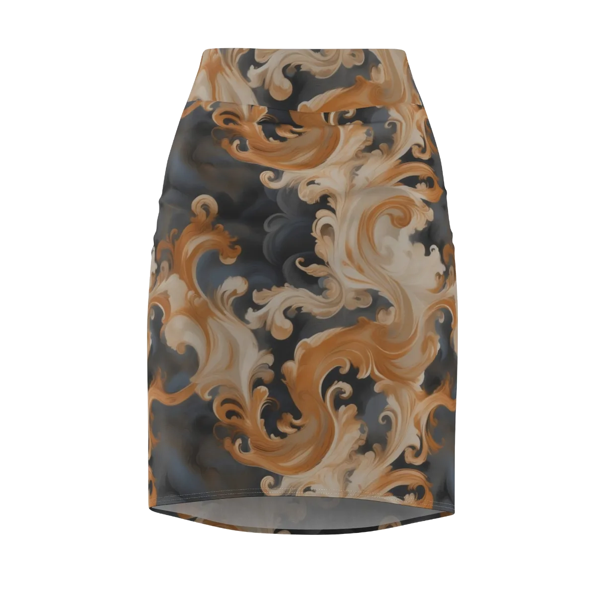 Baroque Smoke on Pencil Skirt — Front