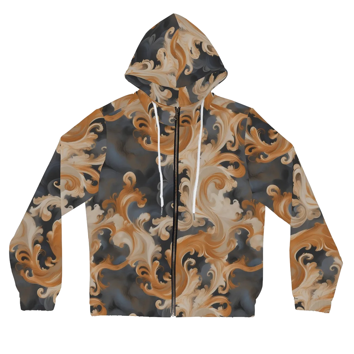 Baroque Smoke on Women's Full-Zip Hoodie — Front