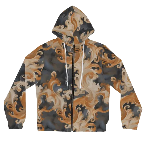 Baroque Smoke on a Women's Full-Zip Hoodie
