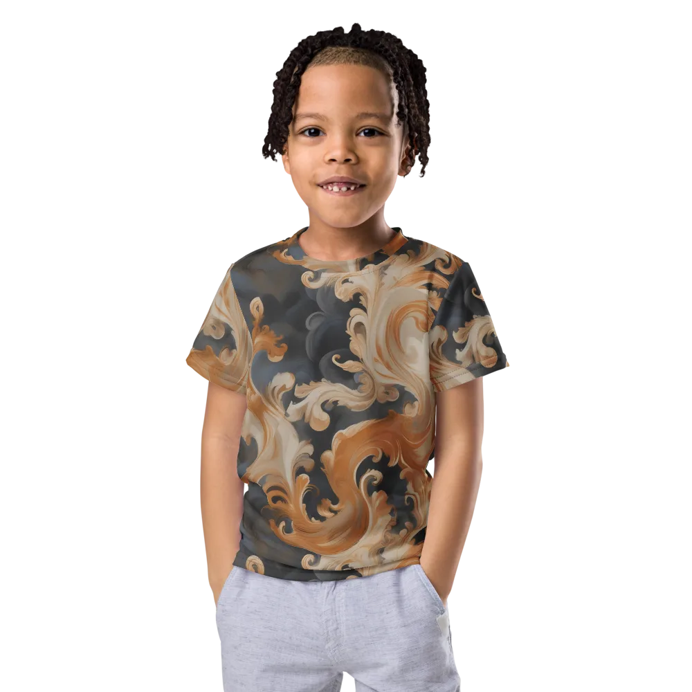 Baroque Smoke on Kids Crew Neck T-Shirt — Front