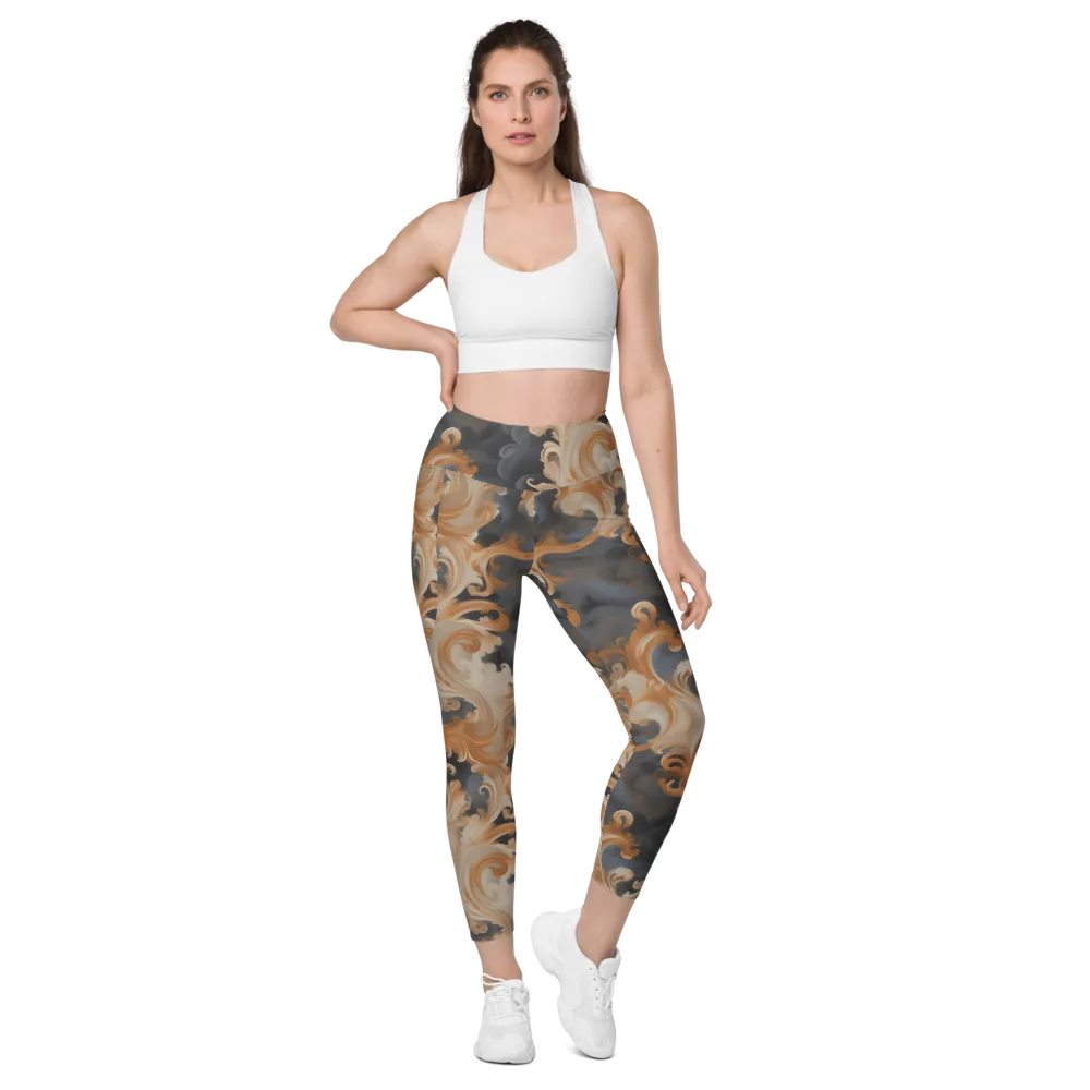 Baroque Smoke on Leggings with Pockets — Front