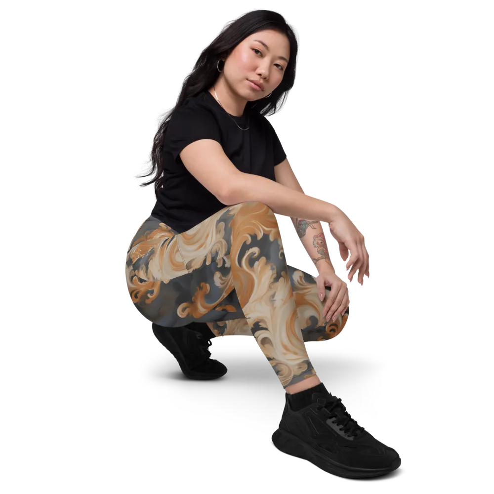 Baroque Smoke on Leggings with Pockets — Right Front