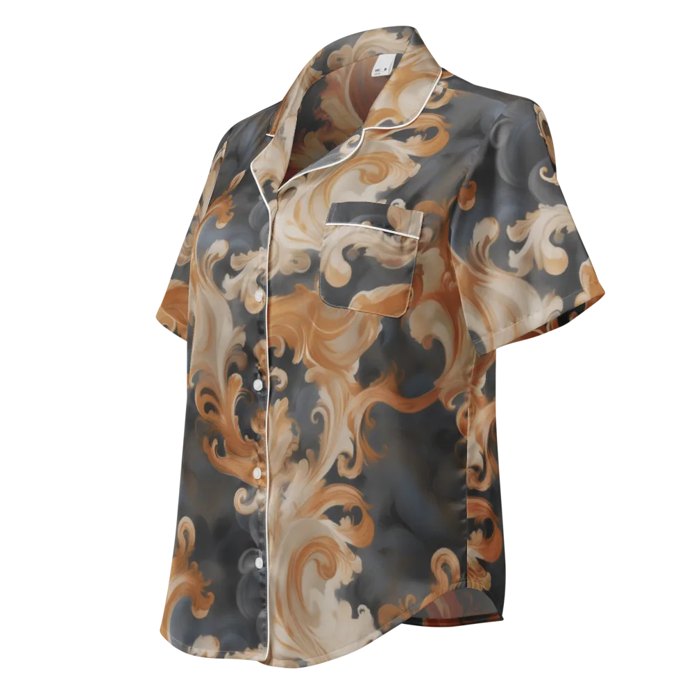 Baroque Smoke on Women's Short Sleeve Pajama Top — Left Front