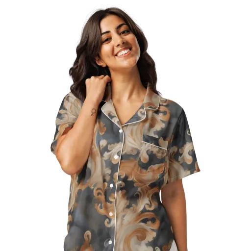 Baroque Smoke on a Women's Short Sleeve Pajama Top