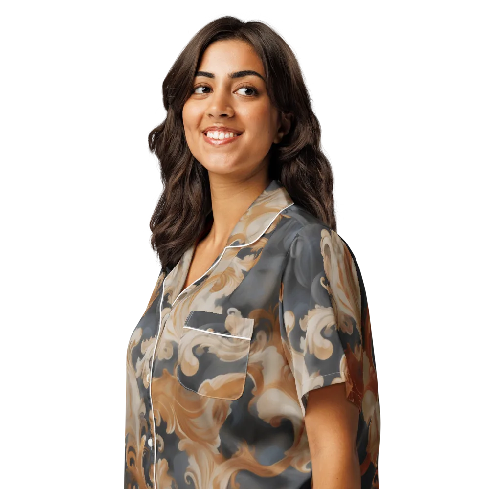 Baroque Smoke on Women's Short Sleeve Pajama Top — Left Front