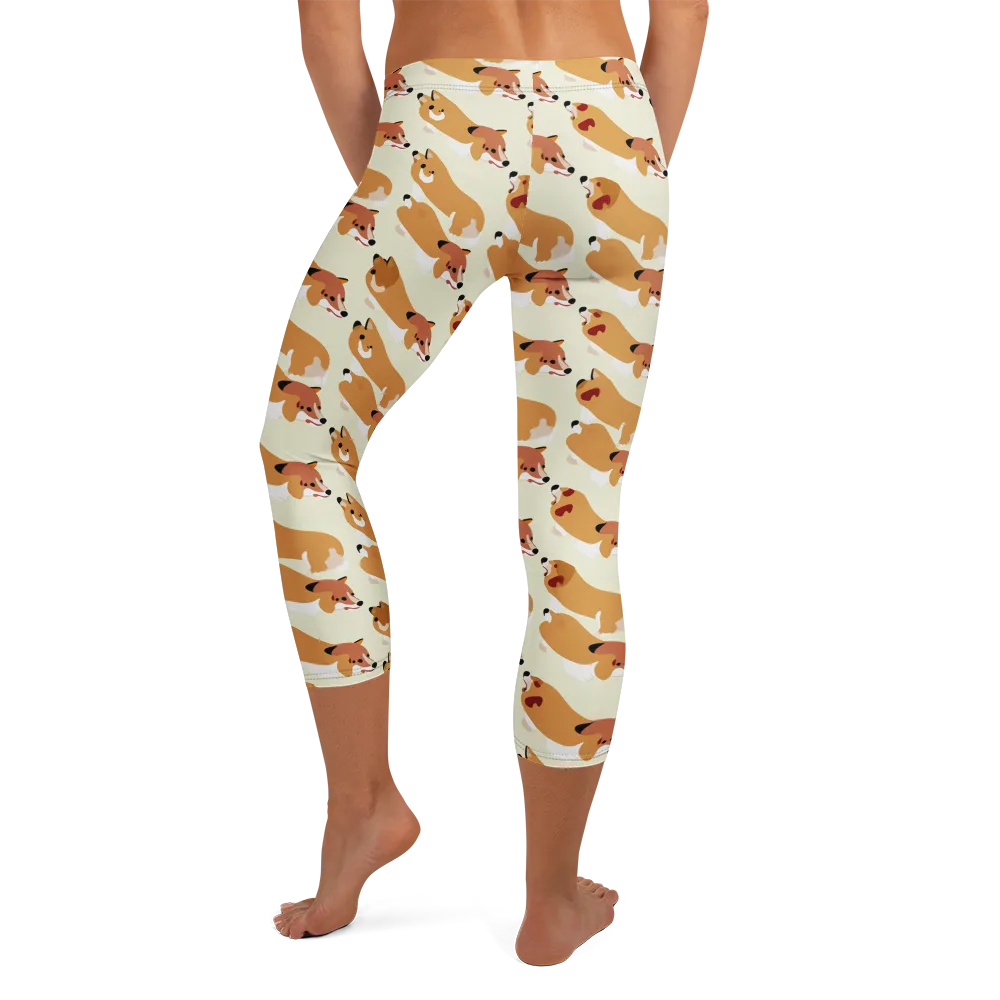 Butterscotch Pups on Capri Leggings — Back