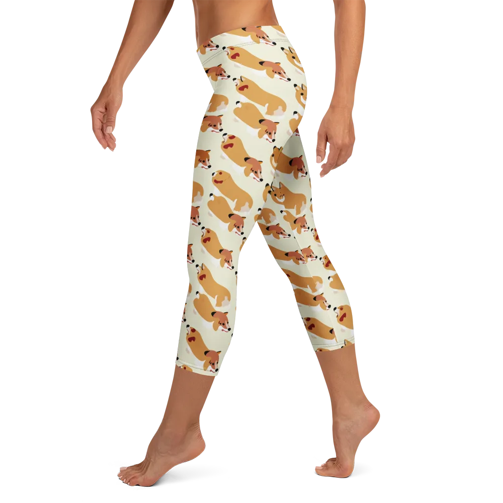 Butterscotch Pups on Capri Leggings — Left