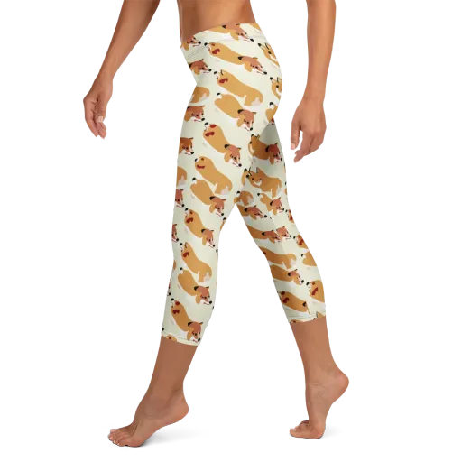 Butterscotch Pups on a Capri Leggings