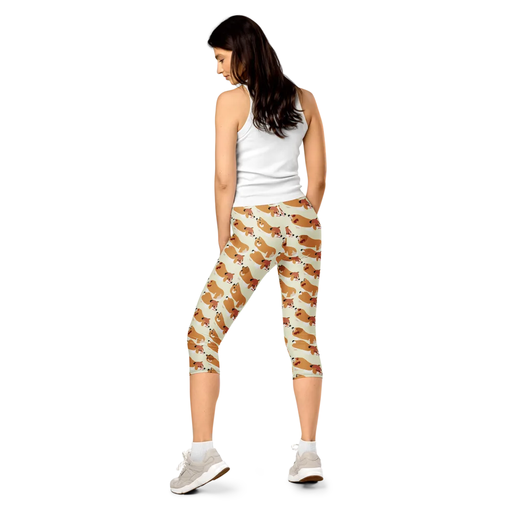 Butterscotch Pups on Capri Leggings — Back