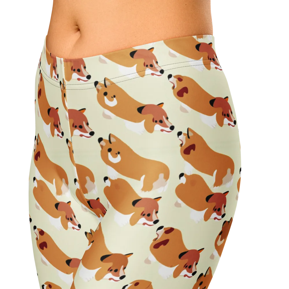 Butterscotch Pups on Capri Leggings — Zoomed-in