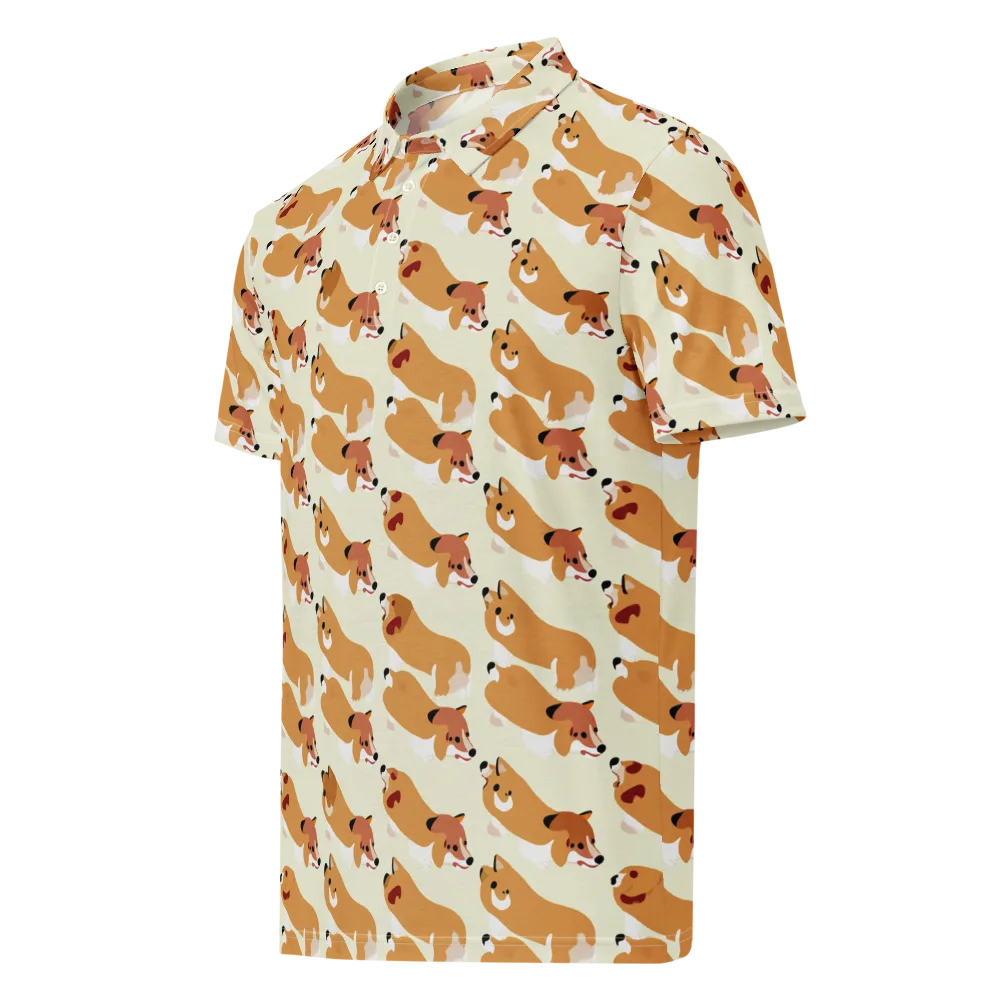 Butterscotch Pups on Men's Slim Fit Polo Shirt — Left Front