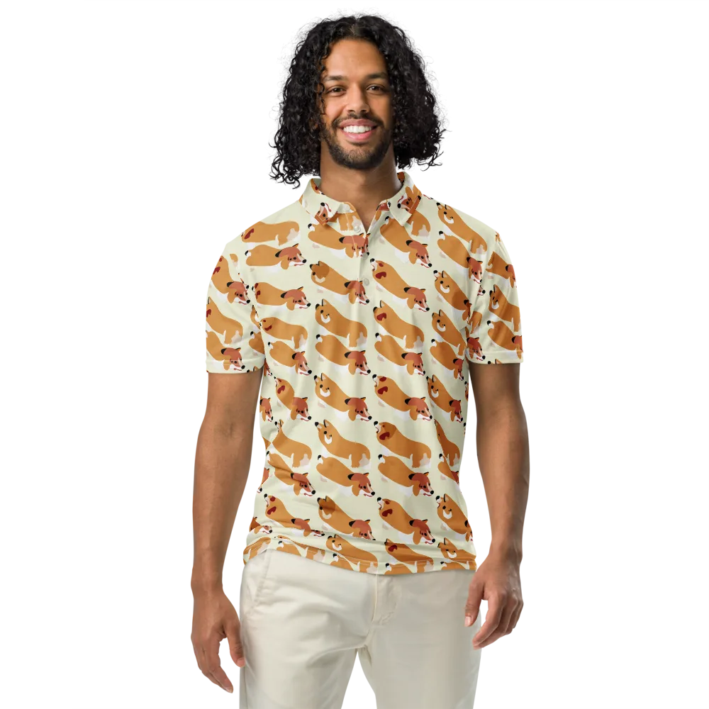 Butterscotch Pups on Men's Slim Fit Polo Shirt — Front