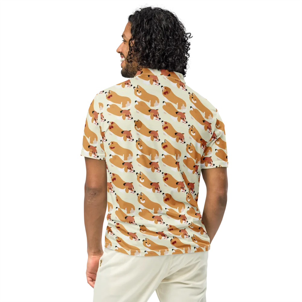 Butterscotch Pups on Men's Slim Fit Polo Shirt — Back