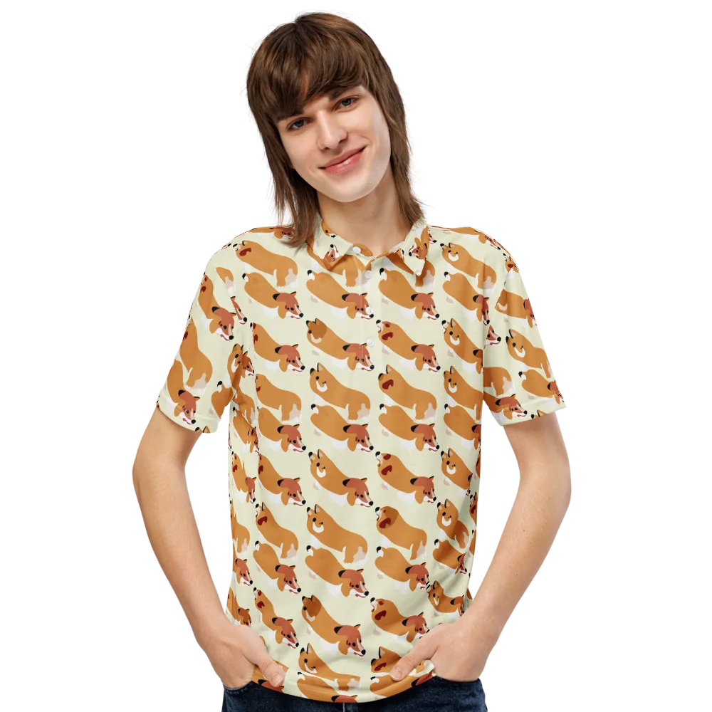 Butterscotch Pups on Men's Slim Fit Polo Shirt — Front